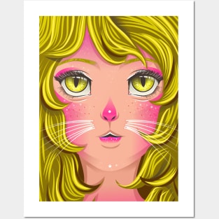 Cat Girl Portrait Posters and Art